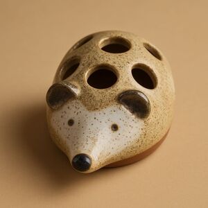 Whimsical Handmade Hedgehog Pen Holder – Pottery Organizer – 6” x 3”